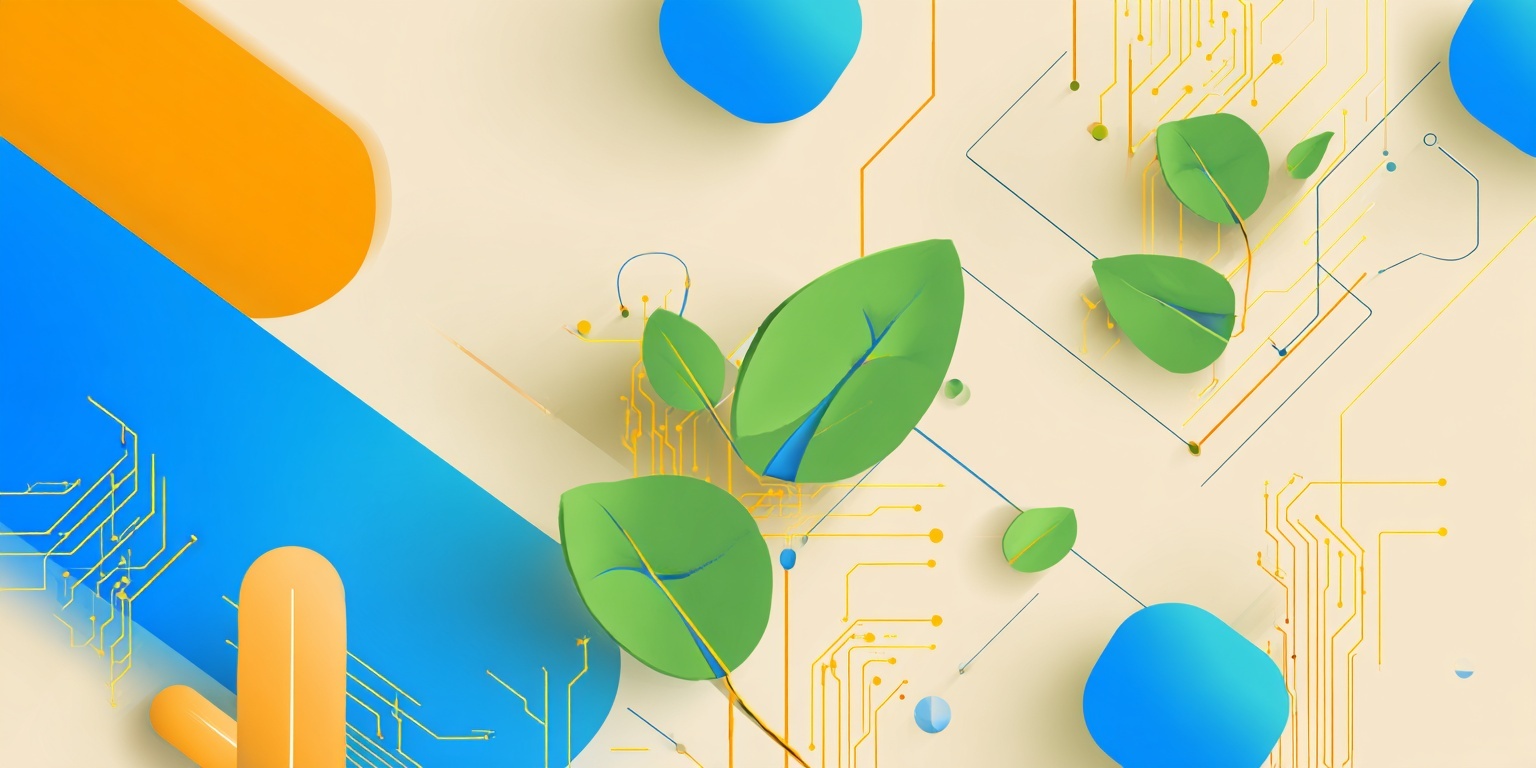 Abstract design with leaves and circuits